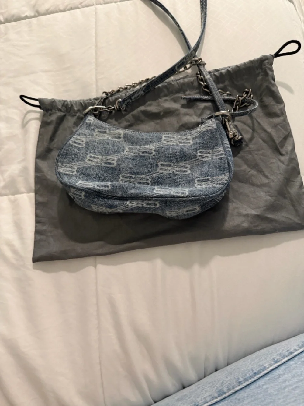Balenciaga Distressed Denim Mini Crossbody Bag - Blue - Picture 3 of 3